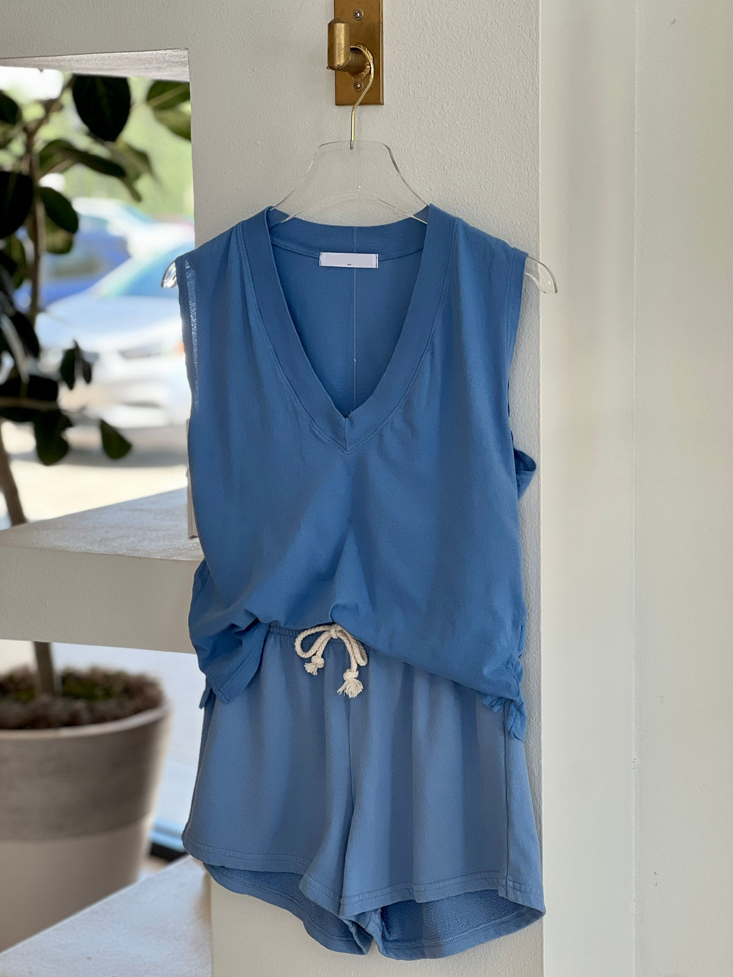 Cotton Set - Blue Sleeveless Top & Short